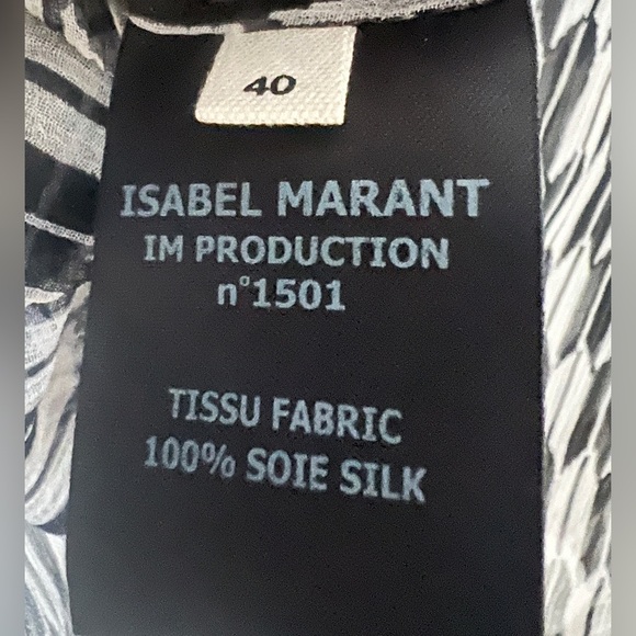 Isabel Marant Étoile - Zinya Top, sheer black/white geometric print- FR 40 US 8 - Picture 7 of 7